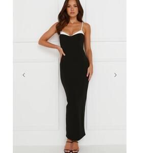 HELLO MOLLY Chic Sophistication Maxi Dress Black White Medium / 6